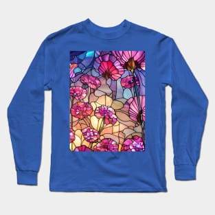 Stained Glass Carnation Flowers Long Sleeve T-Shirt